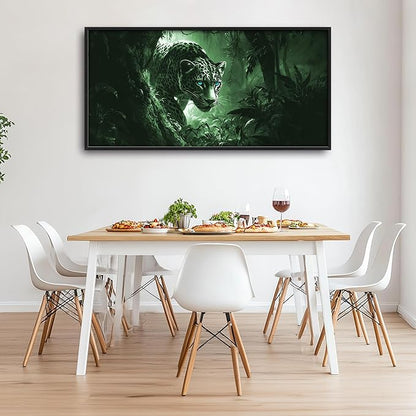 Forest Leopard Large Decor Framed Wall Art Animal Pictures for Living Room, Oversized Canvas Print Painting Modern Extra Large Framed Artwork for Bedroom Office Home Decor 60"x30"