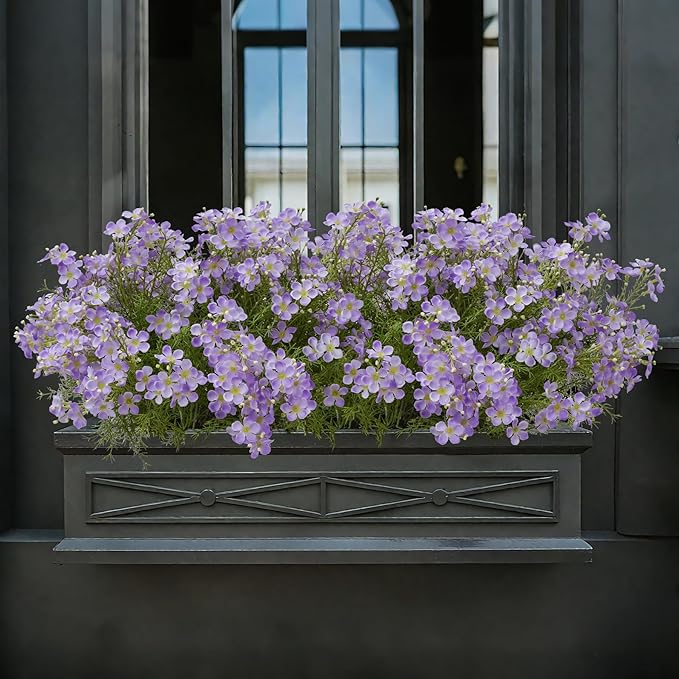 Spring Decorations for Home Fake Flowers Hydrangea Artificial Plants Indoor Mantle Decor Plastic Flowers Artificial Plants Outdoor Garden Decor Hanging Plants 6pcs（Purple） Flowers