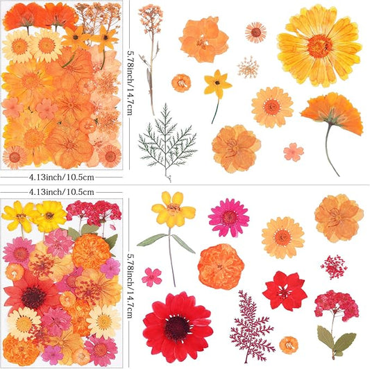110Pcs Fall Dried Pressed Flowers for Crafts,Xinxinran Dry Flower Kit for Resin Molds,Epoxy Resin Accessories,Bookmark,Nails, Jewelry Molds,Candle Making Supplies,Soap,Frame