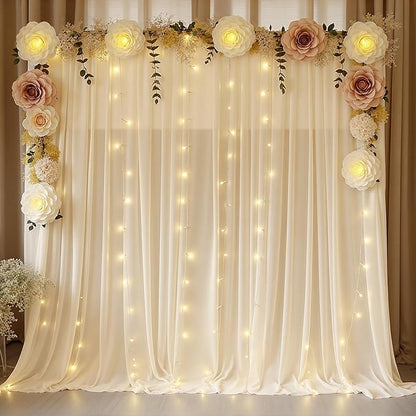 10ft x 10ft Champagne Backdrop Curtains, Wrinkle-Free Sheer Chiffon Fabric Photo Backdrop Drapes for Wedding Arch Party Ceremony Stage Photography Decorations