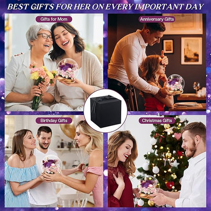 Preserved Flowers Bouquets Unique Rose Preserved Flower Gifts in Glass Dome for Women,Wife, Grandma Suitable for Birthday, Mother’s Day, Valentine’s Day, Anniversary, Christmas