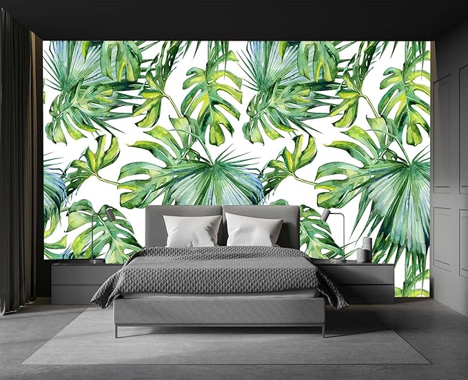 Cliouar-Wall Mural Wallpaper for Bedroom Living Room 3D Mural Monstera Tropical Plant Green Plant Banana Leaf Palm Leaf 158" x 110"(Not Self-Adhesive)