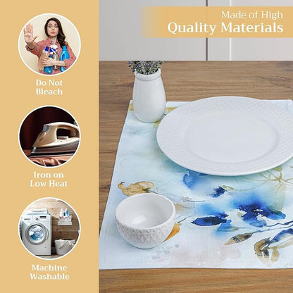 Maison d' Hermine Placemats Set of 4 100% Cotton Washable Cloth Place Mats, Reusable Table Mats for Kitchen Dining Decoration, Party, Wedding, Restaurant Spring/Summer (Lazy Summer Days, 13" x 19")