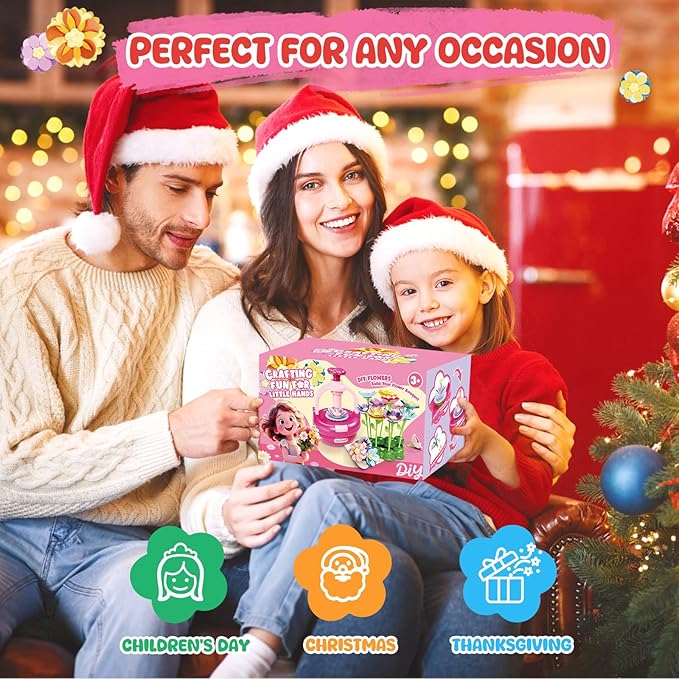Craft Kits for Girls 4-8 Year Old, Christmas Gift for Grandkids, Arts and Crafts for Kids Ages 8-12 4-8 4-6, DIY Flower Making Kit for Kids, Birthday Gifts for Girls Toys Age 3 4 5 6 7 8 Year Old