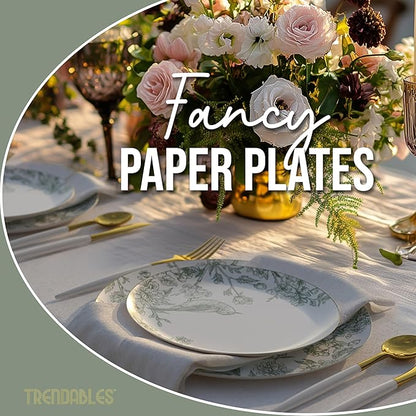 Trendables Floral Paper Plates 8.5 Inch & 10.5 Inch 80 Pcs Dinner Plate Set Fancy Disposable Plates for Party for 40 Guests 40 X 8 & 40 X 10 Large & Small Paper Plate Set for Parties Yaffa