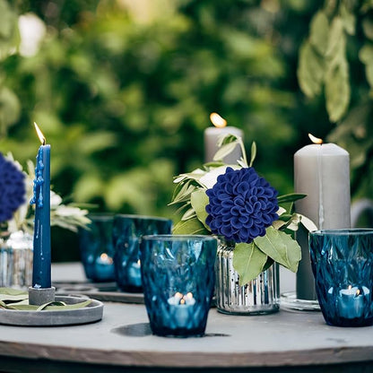 Artificial Flowers, 100pcs Realistic Artificial Rose for DIY Wedding Bouquets Centerpieces Arrangements, Blue Dahlia Flowers with Stem for Bridal Shower Party Home Decorations