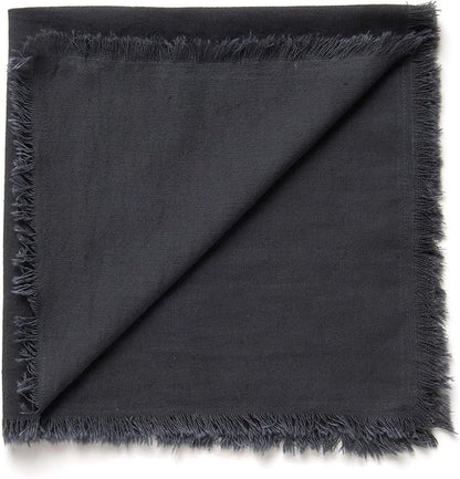 ACCENTHOME Grey Cotton Linen Napkin Set of 12 18x18 inch Dinner Napkins - Washable Soft Premium Hotel Quality Reusable Hemmed Edges Napkins Perfect Table Linens for Family Dinners, Weddings