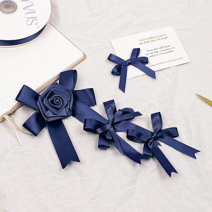 Navy Blue Satin Ribbon, Double Faced 5/8 Inch X 50 Yards Navy Blue Ribbon, Premium Satin Ribbon for Gift Wrapping, Crafts, Hair Bow Making, Sewing, Flower Bouquet, Wedding Party Decor