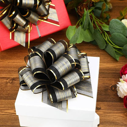 WILLBOND 20 Pieces 6 Inch Pull Bows Gift Wrapping Ribbon Pull Bows for Christmas Wedding Baskets Valentine Multicolor Wrap Accessory for Gift Present Holiday Decor(Black)