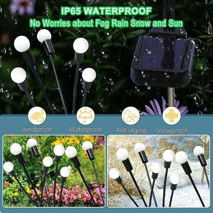 Kohlrabi Solar Halloween Lights Outdoor, 2 Pack 20 LED Solar Green Firefly Lights, Waterproof Wind Swaying Light for St. Patrick's Day Irish Day Outside Yard Patio Decoration
