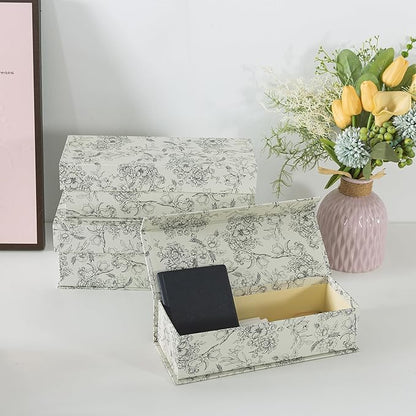 Soul & Lane Decorative Storage Boxes with Lids, Set of 3 Cardboard Boxes for Home Décor and Documents, Memory Organizers for Keepsakes with Magnetic Closure, Photo Storage, Elegant Floral