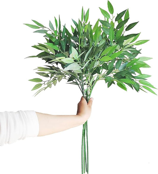 6PCS Faux Italian Ruscus Greenery Stems 30" Artificial Silk Greenery Leaves for DIY Home Indoor Decor