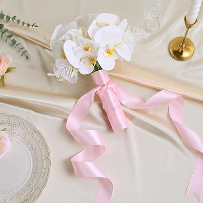 Double Face Lt.Pink Satin Ribbon 1-1/2 inch X 50 Yards Polyester Lt.Pink Ribbon for Gift Wrapping Very Suitable for Weddings Party Hair Bow Invitation Decorations and More