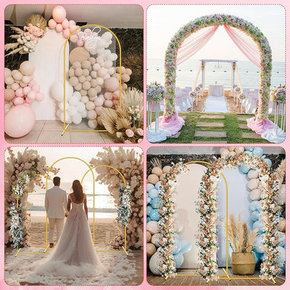 6FT Metal Arch Backdrop Stand,Gold Wedding Arched Backdrop Stand Frame for Party Decoration Wedding Birthday Graduation Ceremony Baby Shower Garden Floral Balloon