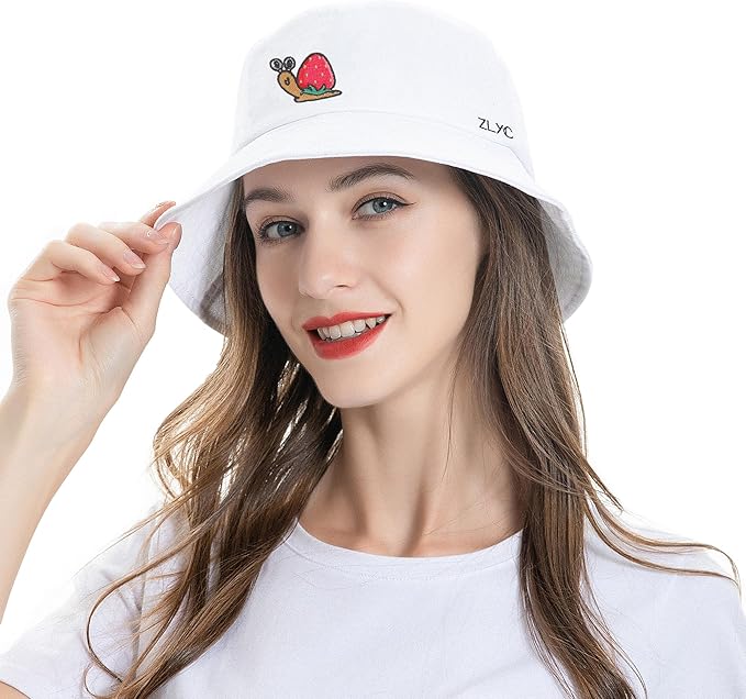 ZLYC Unisex Fashion Embroidered Bucket Hat Summer Fisherman Cap for Men Women