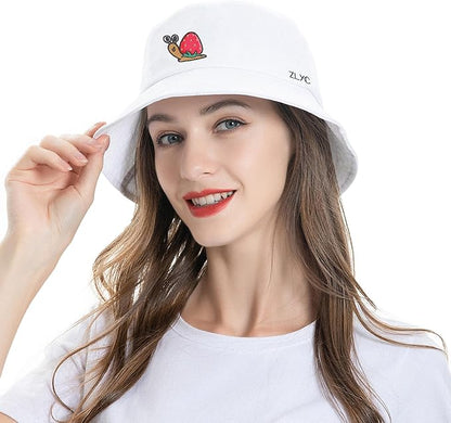 ZLYC Unisex Fashion Embroidered Bucket Hat Summer Fisherman Cap for Men Women