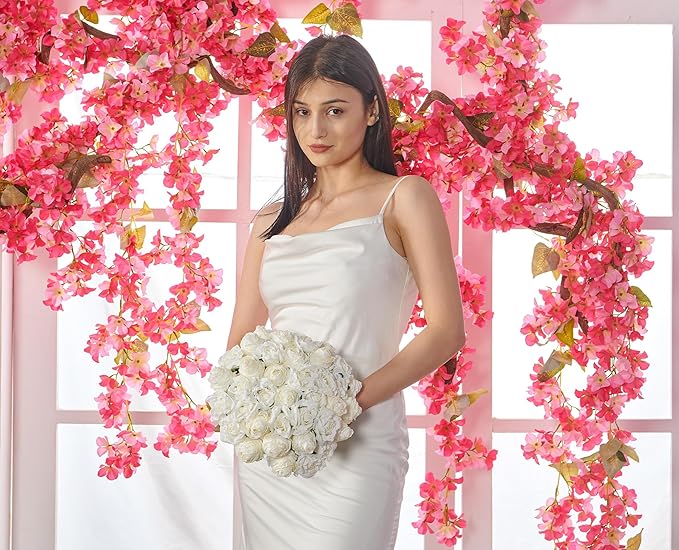 Rose Artificial Flower 28pcs Realistic Faux Silk Roses Fake Flowers Bouquets Arrangements Decor for Wedding Spring Mother's Day, Home Table Decorations, White Flower