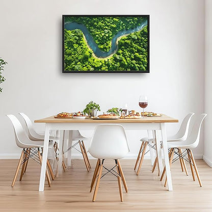 Framed Large Pictures Wall Art for Living Room, Forest River Landscape Oversized Wall Decor Nature Scenery Canvas Print Painting Extra Large Framed Artwork for Bedroom Office 36"x24"