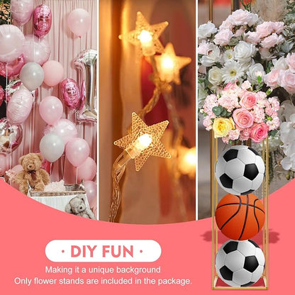 10Pcs Gold Wedding Flower Stands, Metal Column Flower Holder Gold Flower Centerpieces Stands Wedding Metal Centerpieces Rectangular Vase for Wedding Decorations Party Event (10Pcs 31.4in)