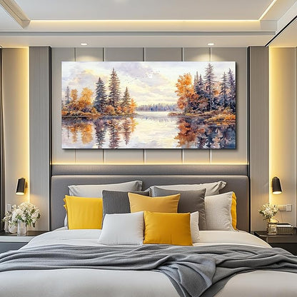PHAOHUAXM Large Natural Landscape Wall Art For Dining Room Apartment Abstract Ink Landscape Painting Wall Decoration Living Room Bedroom Office Artwork Pictures Home Decoration Aesthetics 30x60 In