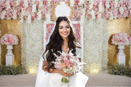 15x10ft Pink Flower Wall Photography Backdrop Proposal Ceremony Wedding Floral Photography Background Women Girl Birthday Party Bridal Shower Decor Banner Photo Booth Props