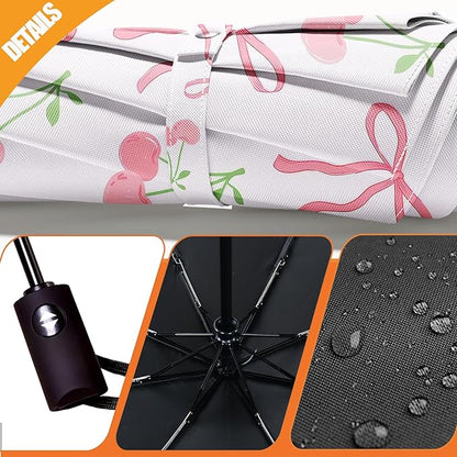 Small Compact Travel Automatic Folding Umbrella for Women, Portable Lightweight, Rain, Wind, UV Sun Shade