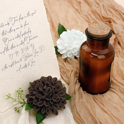 Artificial Flowers, 50pcs Artificial Rose for DIY Bouquets Arrangement,Chocolate and Tan Dahlia Flowers Foam Fake with Stems for Wedding Shower Party Floral Arrangements Tables Home Decorations
