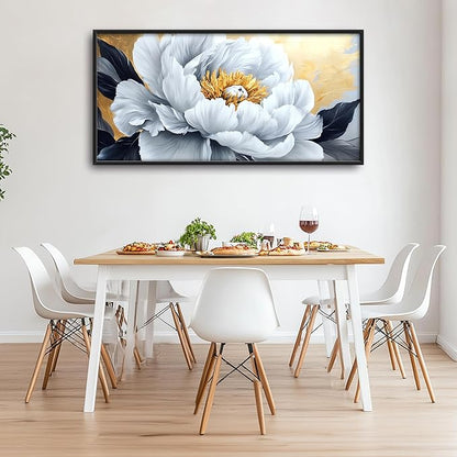 Flower Large Wall Art Framed Gold Wall Decor for Living Room Abstract Floral Pictures Oversized Canvas Print Painting Modern Extra Large Framed Artwork for Bedroom Office Home Decor 60"x30"