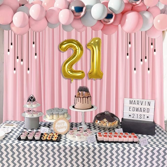 10 x 10 Feet Blush Pink Backdrop Curtain for Partie, Background Curtains for Photoshoot, Birthday, Wedding, Halloween, Thanksgiving, Christmas, New Year Party Decorations 5Ft x 10Ft, 2 Panels