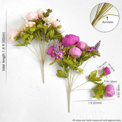 FiveSeasonStuff Vintage Artificial Peonies Silk Peony Flowers and Hydrangeas for Wedding Bridal Home Décor – Beautiful Floral Centerpiece Arrangement 2 Bouquets (Mixed Pale Pink and Thistle Purple)
