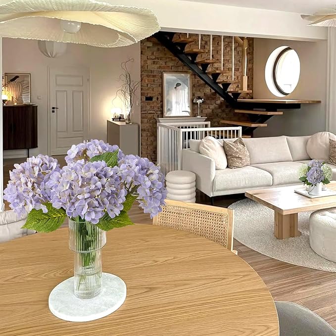 4Pcs 20" Purple Real Touch Fake Hydrangea Flowers,Full Fake Flowers for Bouquet Table Centerpieces Spring Wedding Indoor Home Outdoor Baby Showers