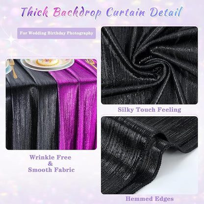 9.6x8FT Black Sequin Curtains: Photo Backdrop Drapes 2 Pieces 4.8x8FT Birthday Backdrop for Hallween Decorations Arch Backdrop