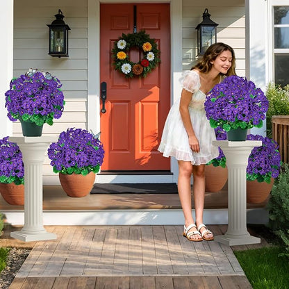 Artificial Handmade Geraniums With Flowers Scent Pots White Pink Purple Lavender Lifelike Faux Geraniums Bushes Fake Flowers for Wedding Party Home Office Indoor outdoor Plants Decor (Lavender color)