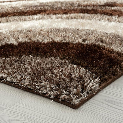LUXE WEAVERS Lantanas Collection 7070 Brown 5x7 Modern Shag Geometric Area Rug