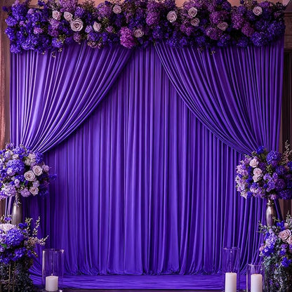 Wish Care Purple Backdrop Curtains - 6 Panels, Wrinkle-Free, Polyester, Photography Drapes for Baby Shower, Birthday Party, Wedding, Prom, Photo Booth - 24 X 10FT (Purple)