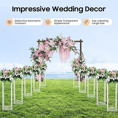 10PCS Flower Display Stand,Acrylic Wedding Centerpieces Vase Column Flower Holder,23.62inch High Freestanding Floral Display Rack for Party,Birthday&Event Decor