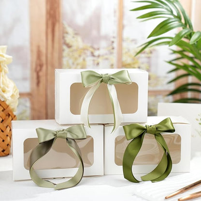 Sage Green Ribbon 1 Inch Moss Green Double Face Satin Polyester Ribbon 6 Rolls 60Yards Wedding Gift Wrapping Crafts