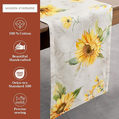 Maison d' Hermine Table Runner 100% Cotton Single Layer Table Runners 72 inches Long Decorative for Home Kitchen Dining Party Baby Shower Wedding Bridal Shower Spring Summer (Candice, 14.50" x 72")