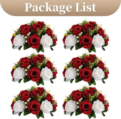 Sziqiqi Red Fake Flowers for Wedding Centerpiece Kissing Flower Balls for Tables Flower Centerpieces Arrangement for Party Road Lead