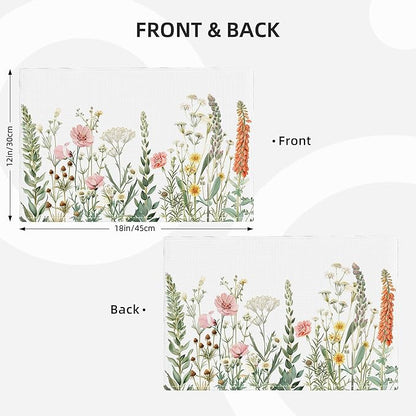 Floral Placemats Set of 4 Flower Daisy Spring Table Mats Washable Place Mats for Home Party Indoor Kitchen Dining Table Decoration 12x18 Inch