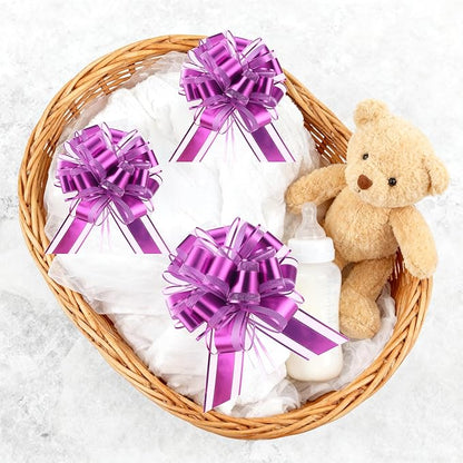 10-Pack Lavender Color Pull Bows for Gift Wrapping - 6 Inch Reusable Ribbon Bows, Large Instant Floral Decor Bows for Wedding, Christmas, Birthday Decor, Gift Basket & Party Decorations