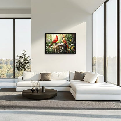 Cardinal Bird Large Decor Framed Wall Art Forest Pictures for Living Room, Oversized Canvas Print Painting Modern Extra Large Framed Artwork for Bedroom Office Home Decor 36"x24"