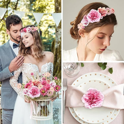 YYHUAWU Faux Flower Heads Mini Artificial Flower Heads Fake Peony Daisy Rose Flowers Multicolor Small Silk Daisy Flower Heads for Craft Garland Wedding Party DIY Home Decoration
