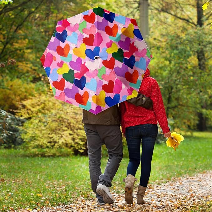 Small Compact Travel Automatic Folding Umbrella for Women, Portable Lightweight, Rain, Wind, UV Sun Shade