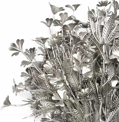 PASYOU Artificial Plants for Christmas Decor, Plastic Grass Faux Shrubs Simulation Flower Leaves Indoor Outdoor Home Garden Planter Filler Party Hotel Verandah Wedding DIY Decoration - Silver 4 Pack