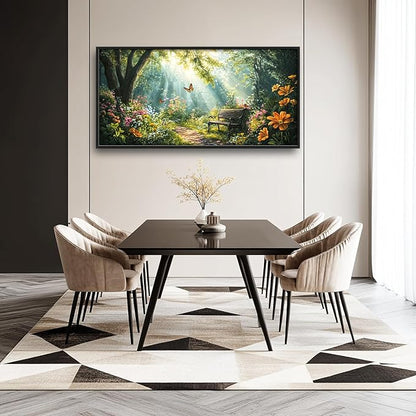 Green Forest Large Wall Art Garden Pictures Wall Decor Nature Sunlight Landscape Big Canvas Painting Prints Framed Artwork Home Decorations Above Bed for Bedroom Living Room Dining Room 60"x30"