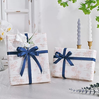 Double Face Navy Blue Satin Ribbon 1/2 inch X 50 Yards Polyester Navy Blue Ribbon for Gift Wrapping Very Suitable for Weddings Party Invitation Decorations and More