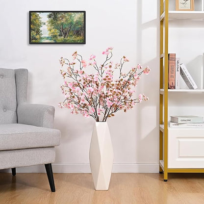 Sunm Boutique Faux Cherry Blossom Branches, Artificial Cherry Blossom Stems Cherry Blossom Flowers Vase Arrangements for Wedding Home Party Kitchen Decor, Light Pink, Set of 3