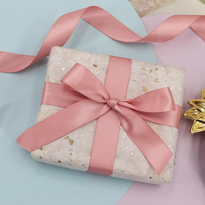 Double-Face Pink Satin Ribbon for Gift Wrapping, Wedding, Baby Shower, Mother's Day & More - 1" X 5 Yard Each, Total 30 Yds Per Package
