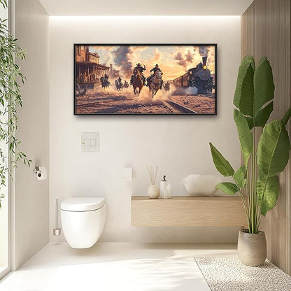 Western Coyboys Large Wall Art Framed Wall Decor for Living Room Western Vintage Pictures Oversized Canvas Print Painting Modern Extra Large Framed Artwork for Bedroom Office 60"x30"